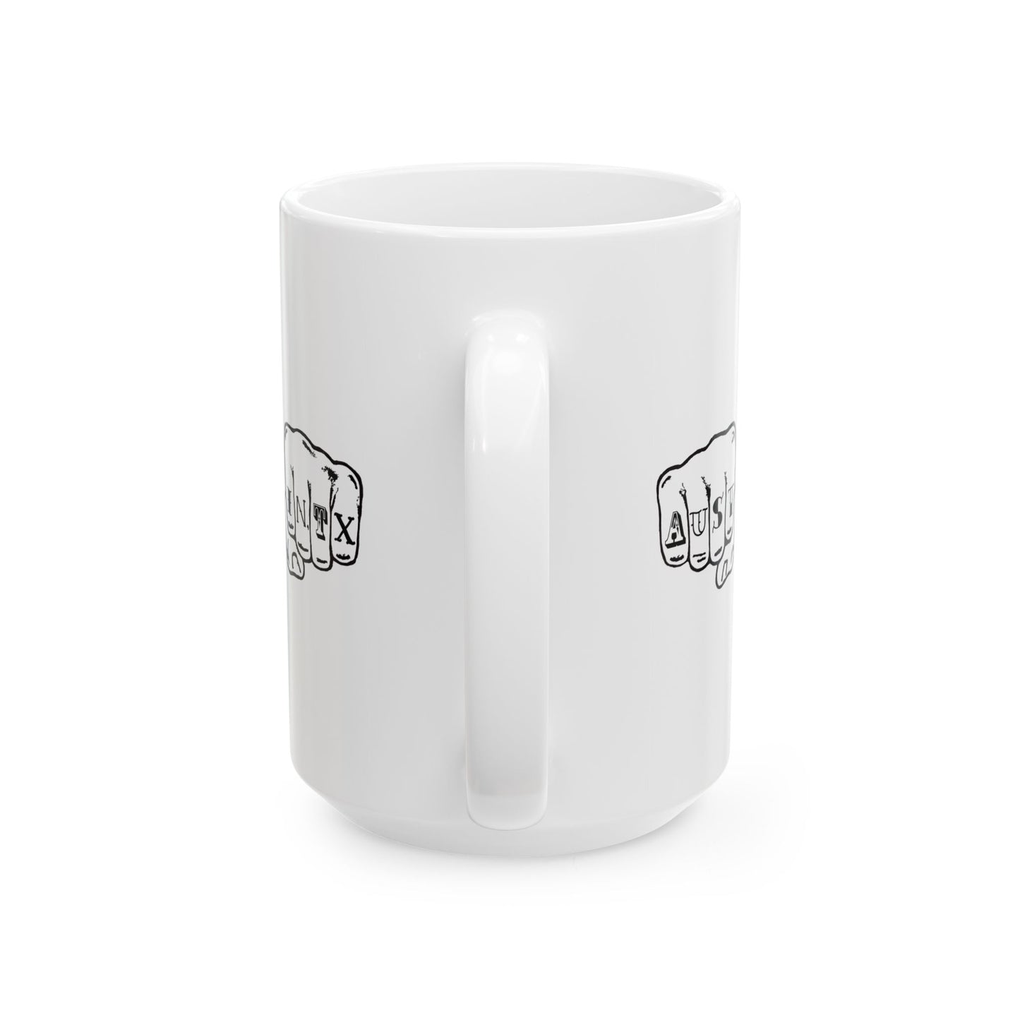 Austin Texas Knuckle Tats Tattooed Fists Mug