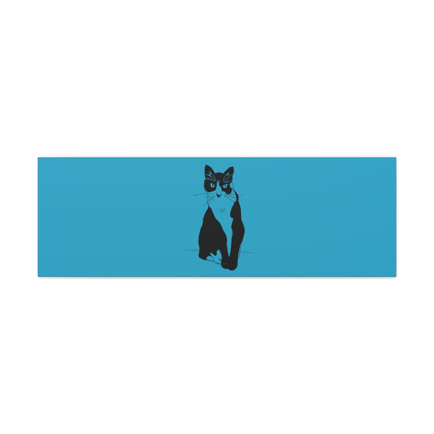 Cat Canvas Print on Turquoise (Transparent Style Cat) - Cat Drawing Art