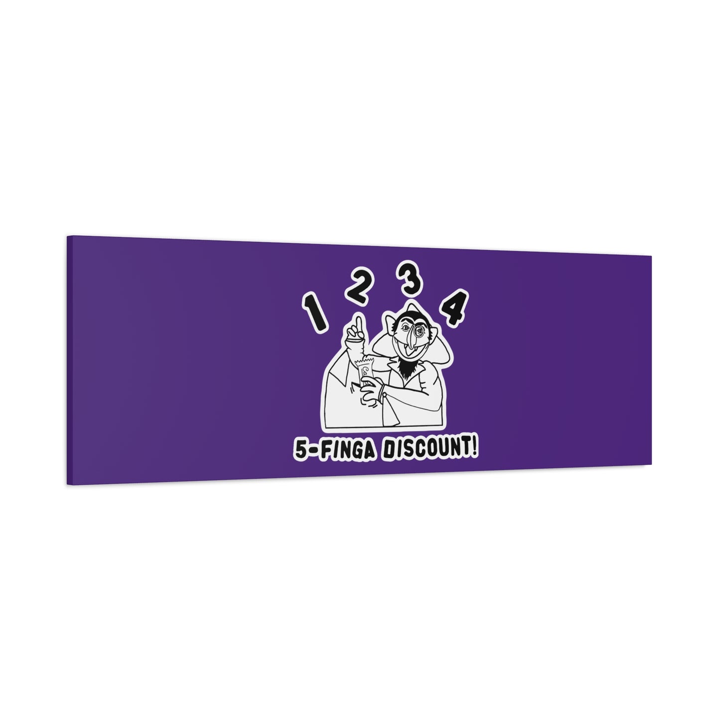 Five Finger Discount Outline Canvas Print Purple - Sesame Street The Count Parody Art Print