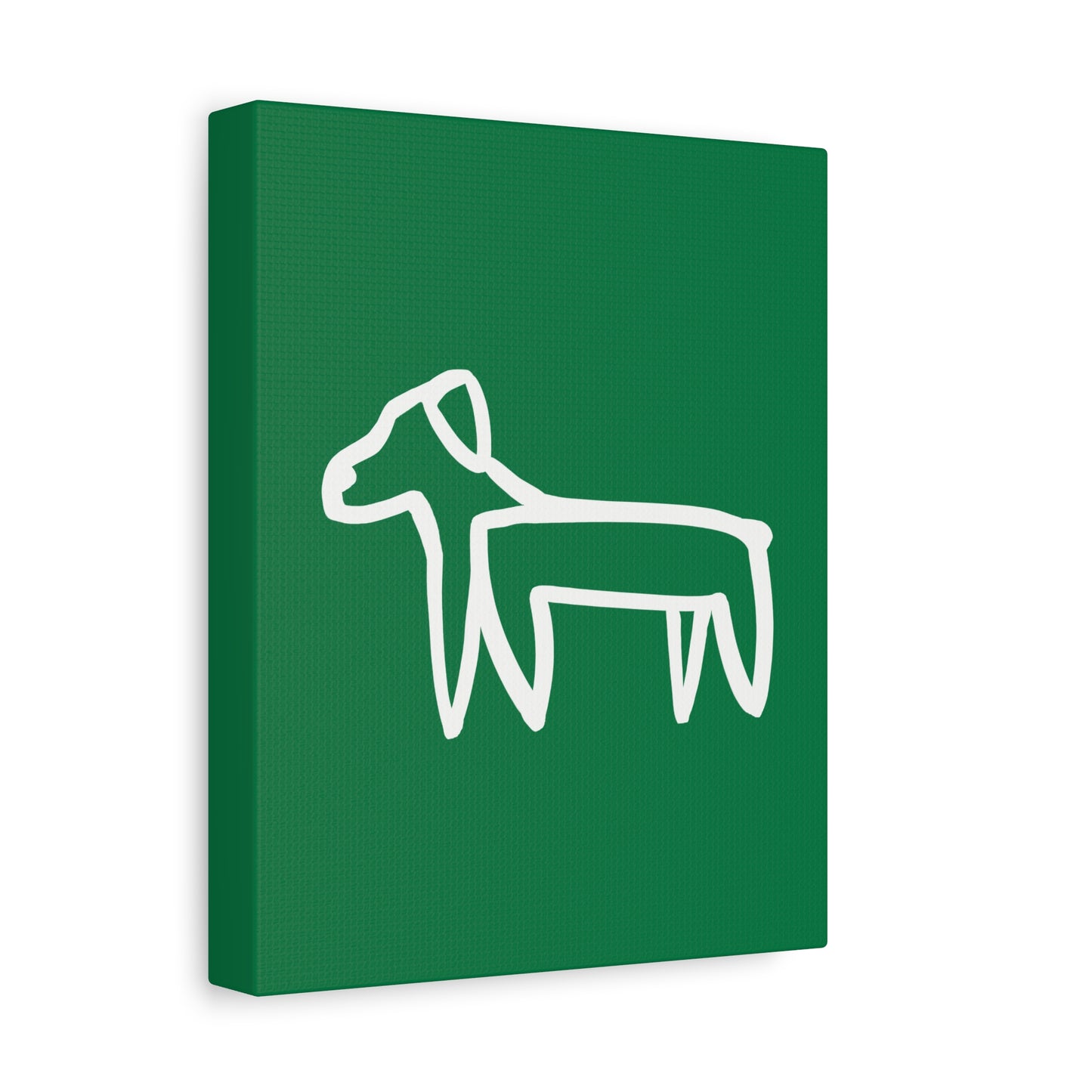 Dog Canvas Print on Green (Transparent Style White Dog) - Dog Art Print