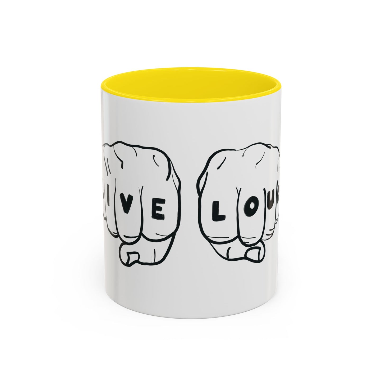 Live Loud Knuckle Tats Tattooed Fists Accent Mug