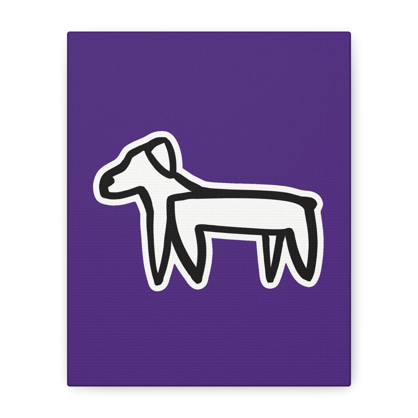 Dog Canvas Print on Purple (Sticker Style White Dog) - Dog Art Print