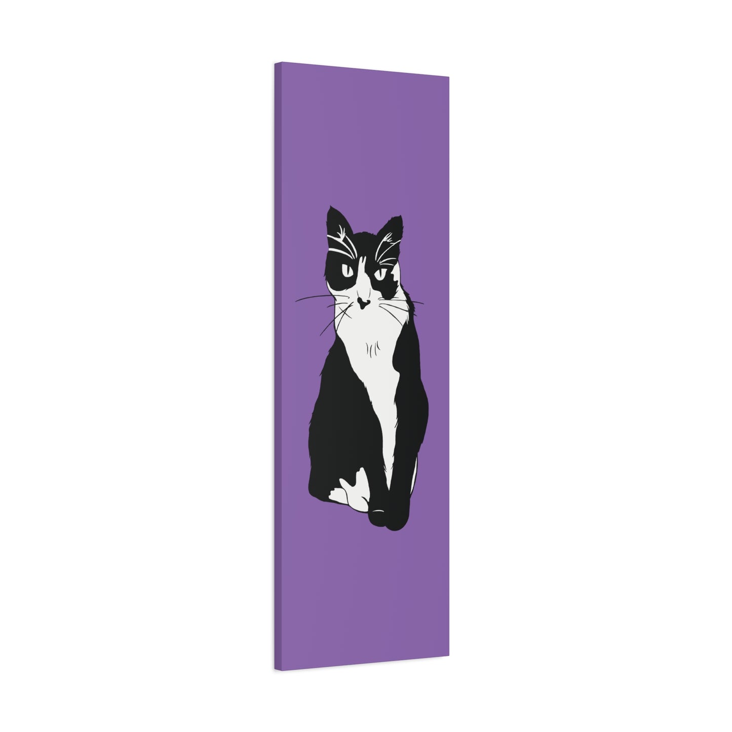 Cat Canvas on Light Purple (B&W Style Cat) - Cat Drawing Art
