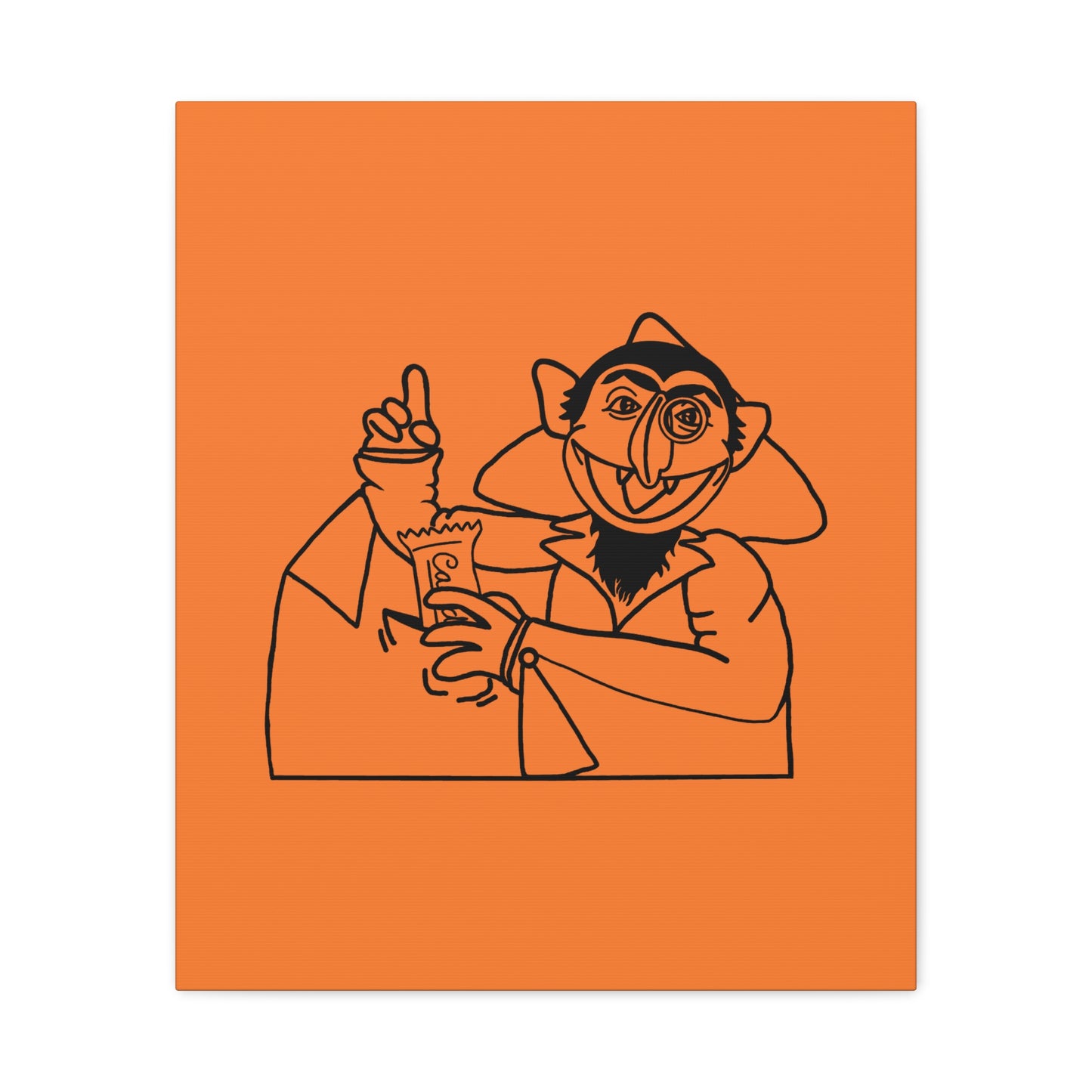 The Count Stealing Candy Outline Canvas Print Light Orange - Sesame Street The Count Parody Art