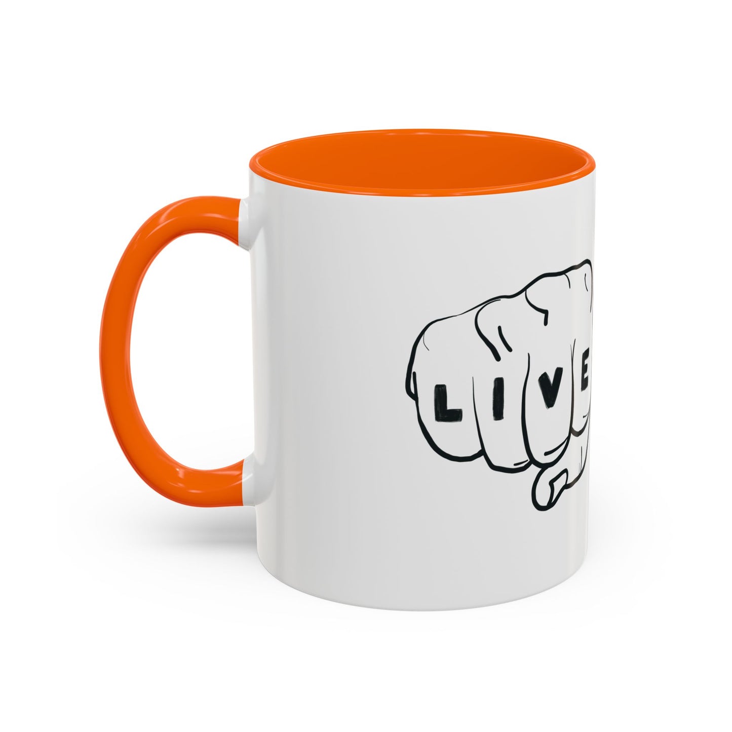 Live Loud Knuckle Tats Tattooed Fists Accent Mug
