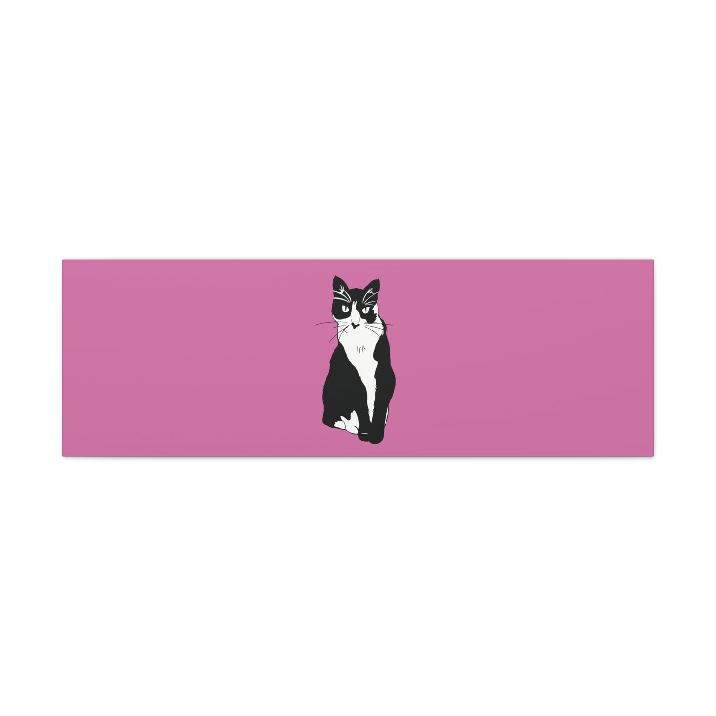 Cat Canvas on Light Pink (B&W Style Cat) - Cat Drawing Art