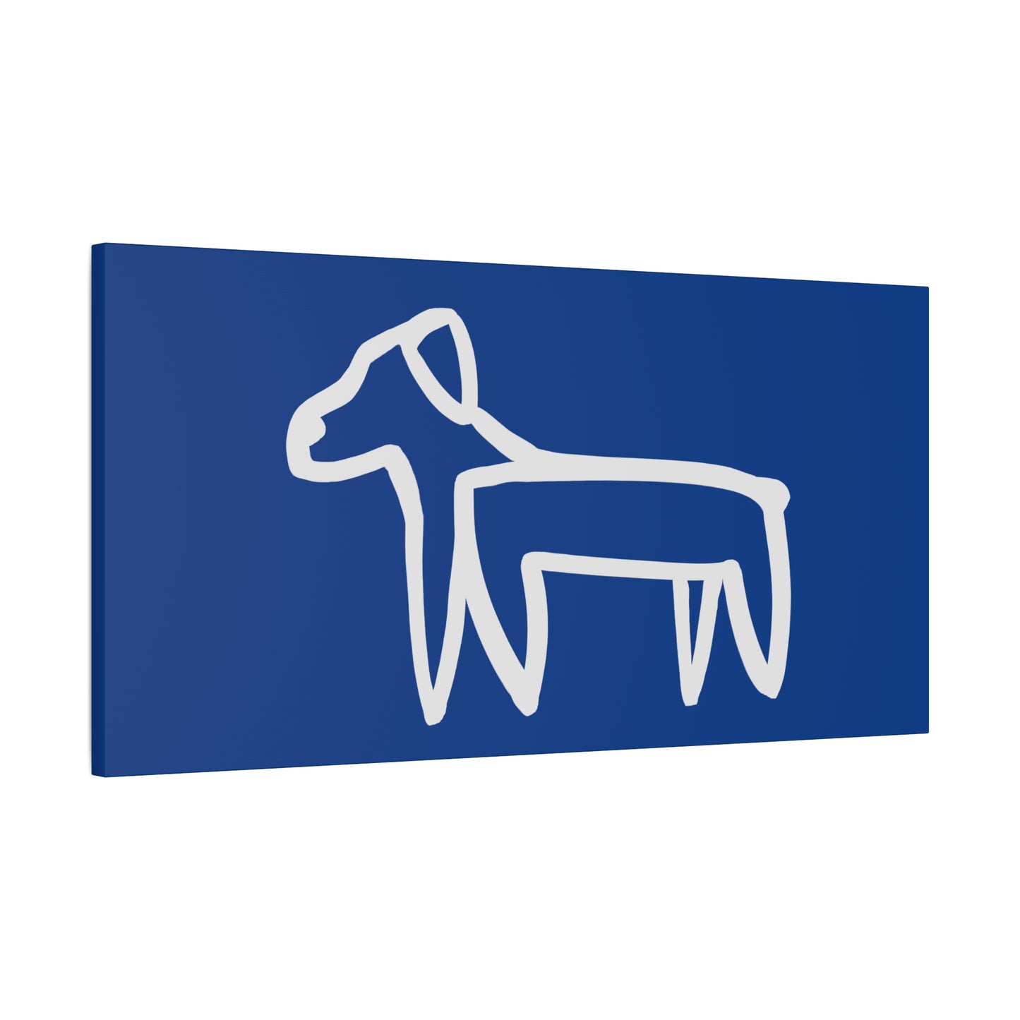 Dog Canvas Print on Blue (Transparent Style White Dog) - Dog Art Print