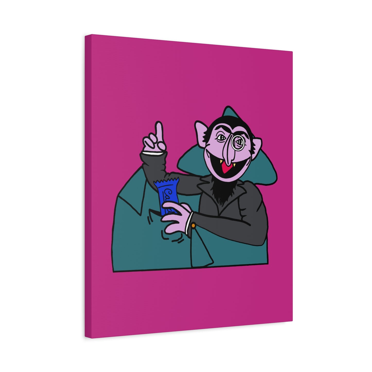 The Count Stealing Candy Canvas Print Pink - Sesame Street The Count Parody Art