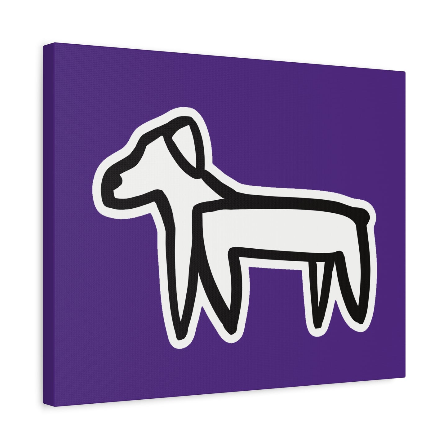 Dog Canvas Print on Purple (Sticker Style White Dog) - Dog Art Print