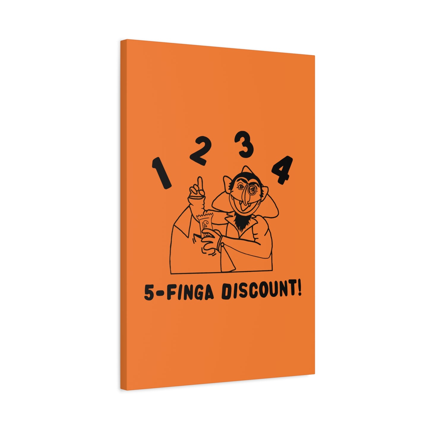 Five Finger Discount Outline Canvas Print Light Orange - Sesame Street The Count Parody Art Print