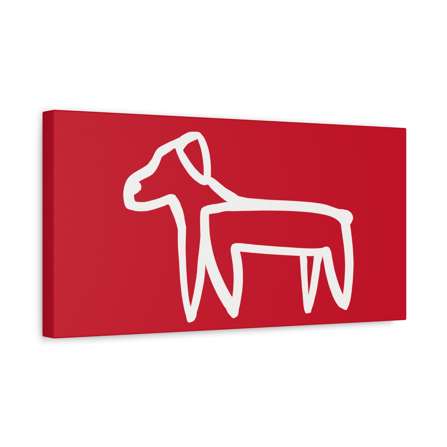 Dog Canvas Print on Red (Transparent Style White Dog) - Dog Art Print
