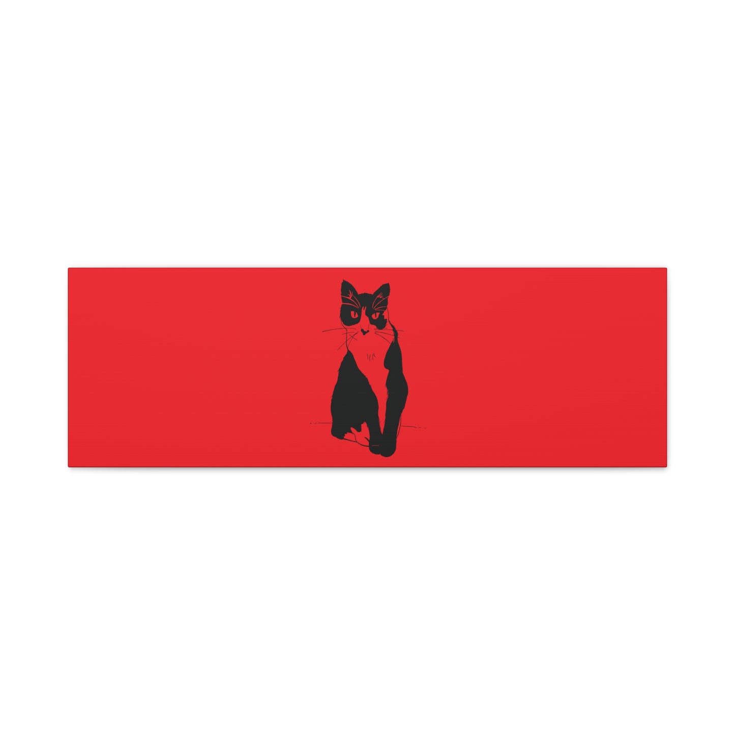 Cat Canvas Print on Red (Transparent Style Cat) - Cat Drawing Art