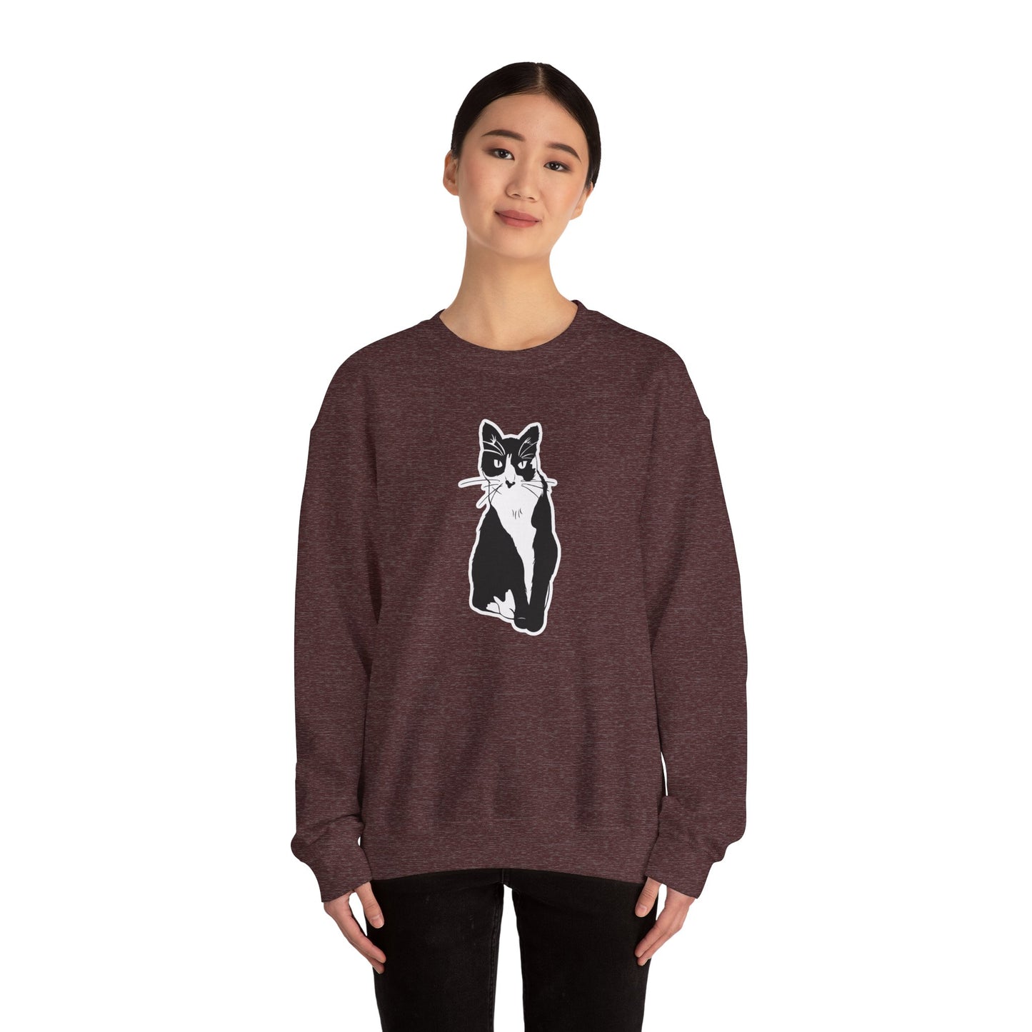 Cat Sweatshirt (Sticker Style Cat) - Cat Drawing Sweatshirt